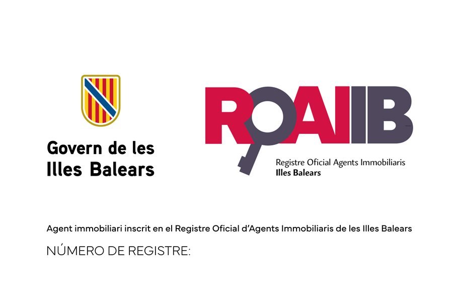 Distintivo oficial ROAIIB – Agente inmobiliario inscrito en el Registro Oficial de Agentes Inmobiliarios de las Illes Balears. Número de registro GOIBE71914/2026